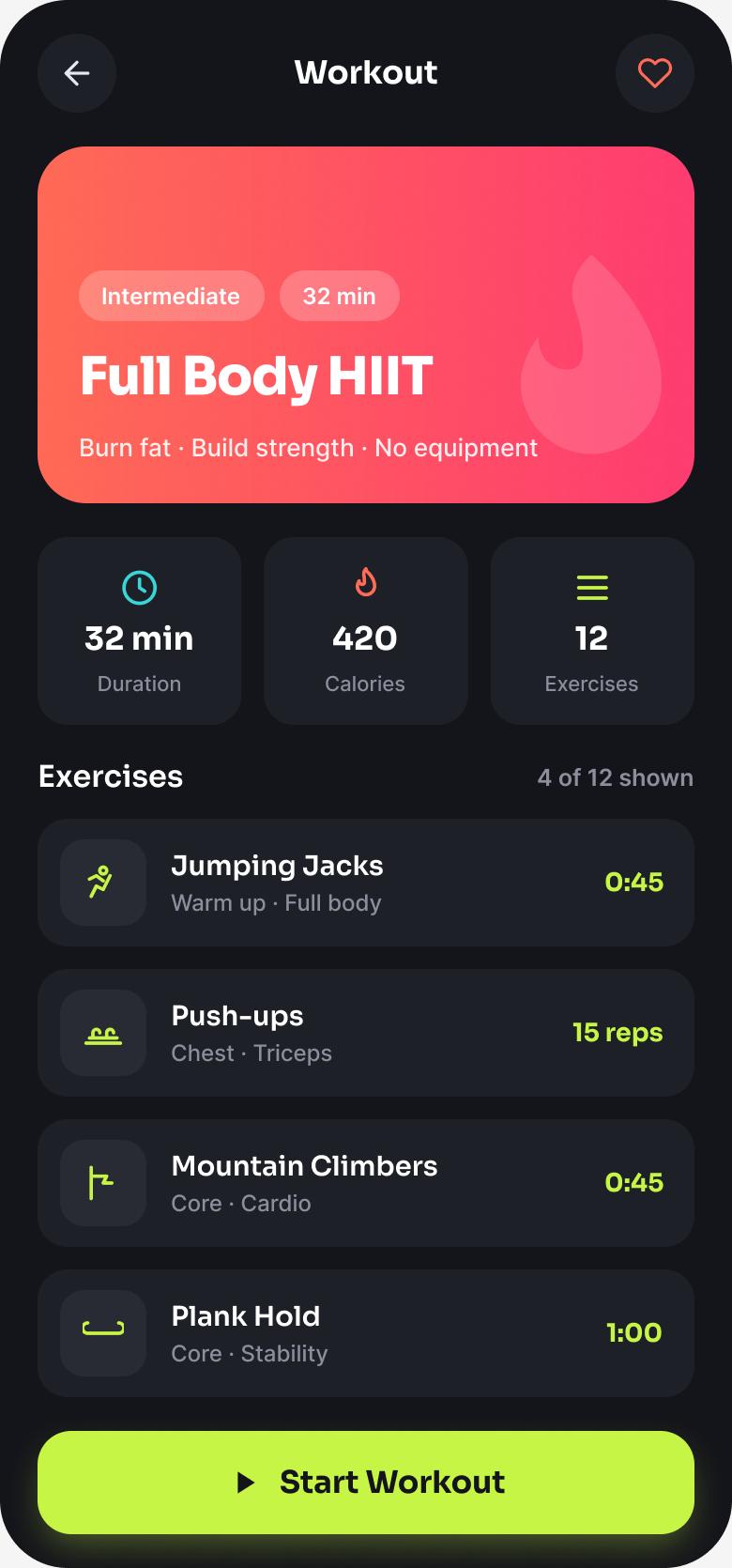 Pulse workout detail
